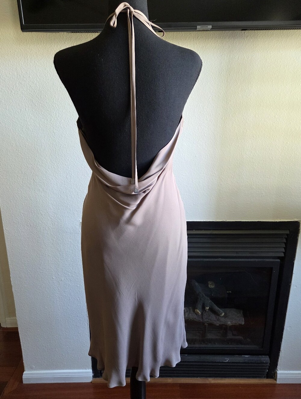 Hugo Busgati Sleek Nude Halter Silk Dress, Nwot - Picture 3 of 5